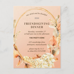 Friendsgiving inbjudningar till Rustic Blommigt-vy Vykort