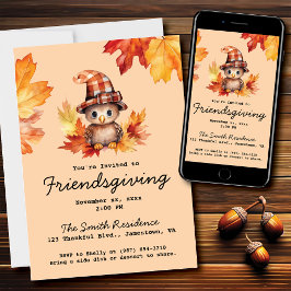 Friendsgiving lilla Turkiet Fall Watercolor Inbjudningar