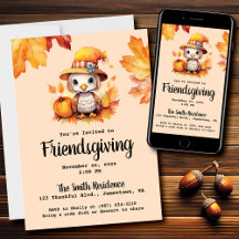 Friendsgiving lilla Turkiet Pumpkin Watercolor