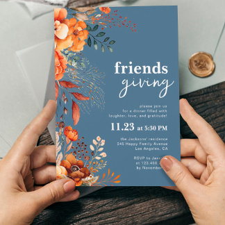 Friendsgiving middag blommigt inbjudningar