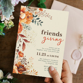 Friendsgiving middag blommigt inbjudningar