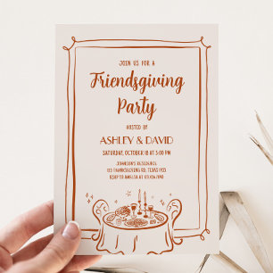 Friendsgiving Middag Fall Thanksgiving Party Inbjudningar