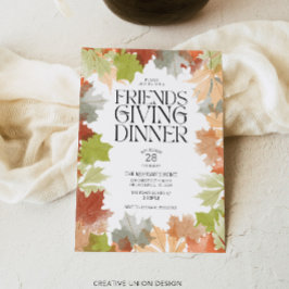 Friendsgiving Middag Höstlöv Rustik Middag Inbjudningar