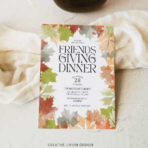 Friendsgiving Middag Höstlöv Rustik Middag Inbjudningar