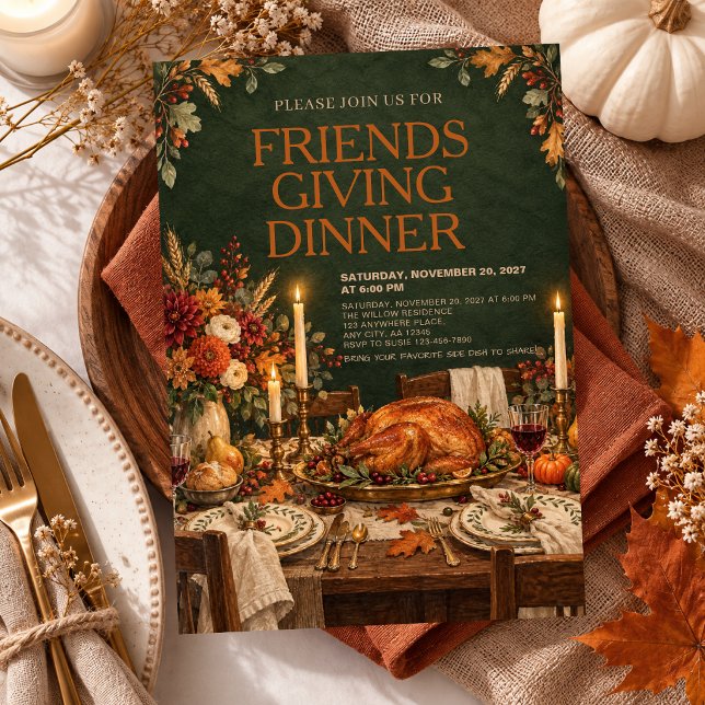 Friendsgiving Middag Thanksgiving Potluck Fest Inbjudningar (Skapare uppladdad)