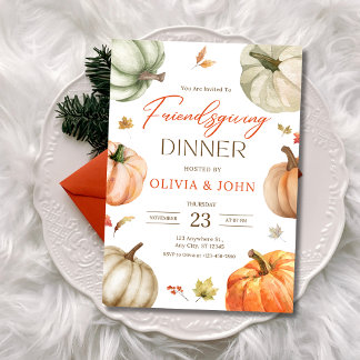 Friendsgiving Middag Thanksgiving Pumpa Höst Inbjudningar