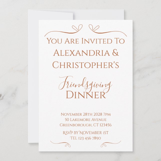 Friendsgiving minimal Chic på middagen Inbjudningar (Framsida)