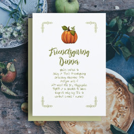 Friendsgiving minimalistisk pumpa på middag inbjudningar