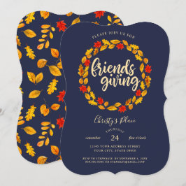 Friendsgiving Navy Höst löv Wandeans Inbjudningar