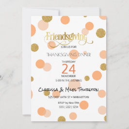 Friendsgiving Orange & Guld Prickar Modern Inbjudningar