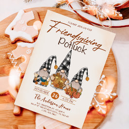 Friendsgiving Potluck Gnomes Autumn Pumpkin Inbjudningar