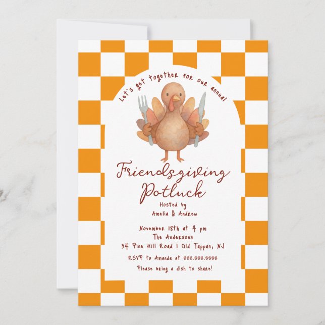 Friendsgiving Potluck-inbjudan Inbjudningar (Framsida)