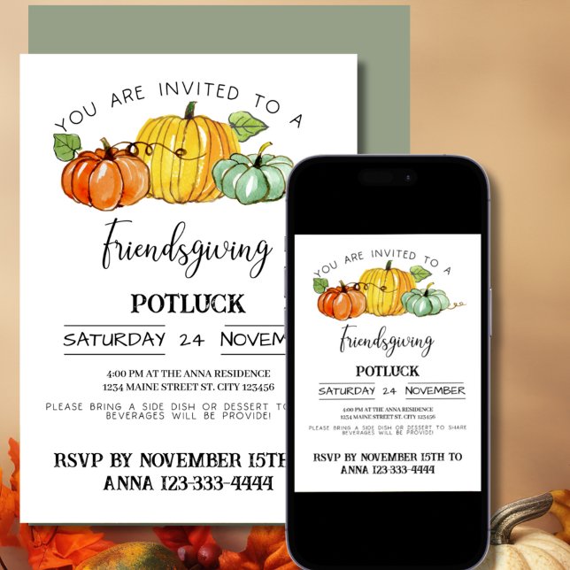 Friendsgiving Potluck Inbjudningar (Friends Giving Potluck )