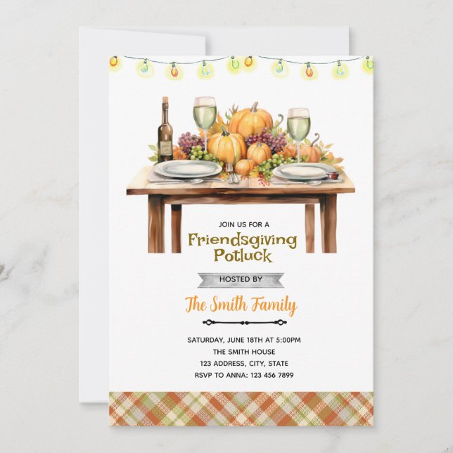 Friendsgiving Potluck party Invitation Inbjudningar (Framsida)