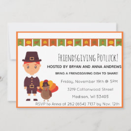 Friendsgiving Potluck Pilgrim Turkietinbjudan Inbjudningar