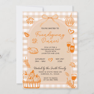 Friendsgiving Pumpkin Hand plockade Midinner Party Inbjudningar
