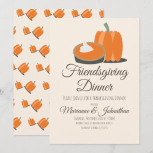 Friendsgiving Pumpkin Paj Muted Thanksgiving Inbjudningar