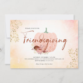 Friendsgiving Ro Guld Glitter Pumpkin Inbjudningar