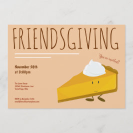 Friendsgiving Smiling Pumpkin Paj Slice Helgdag Inbjudningar