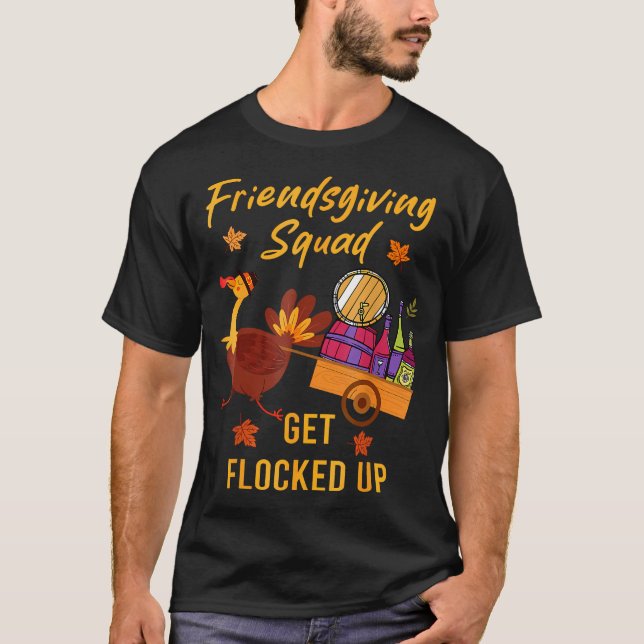 Friendsgiving Squad - Flockad Thanksgiving T Shirt (Framsida)