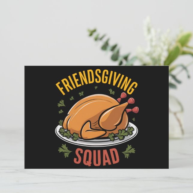 Friendsgiving Squad Turkey Dinner Gift Matching Julkort (Stående Fram)
