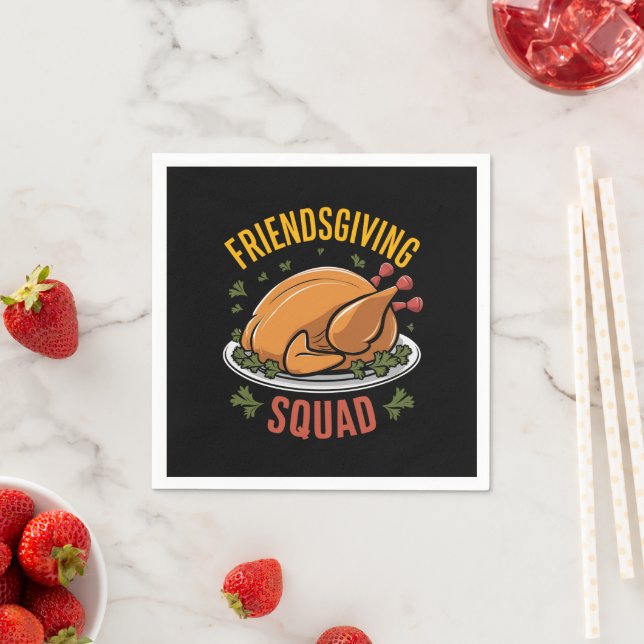 Friendsgiving Squad Turkey Dinner Gift Matching Pappersservett (Insitu)