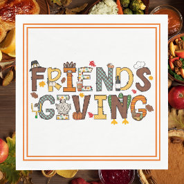 Friendsgiving Thangsgiving Thuppe Orange Gräns Pappersservett