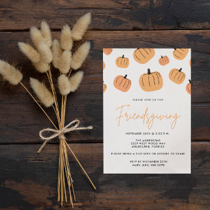 Friendsgiving Thanksgiving Dinner Fall Pumpkin Inbjudningar