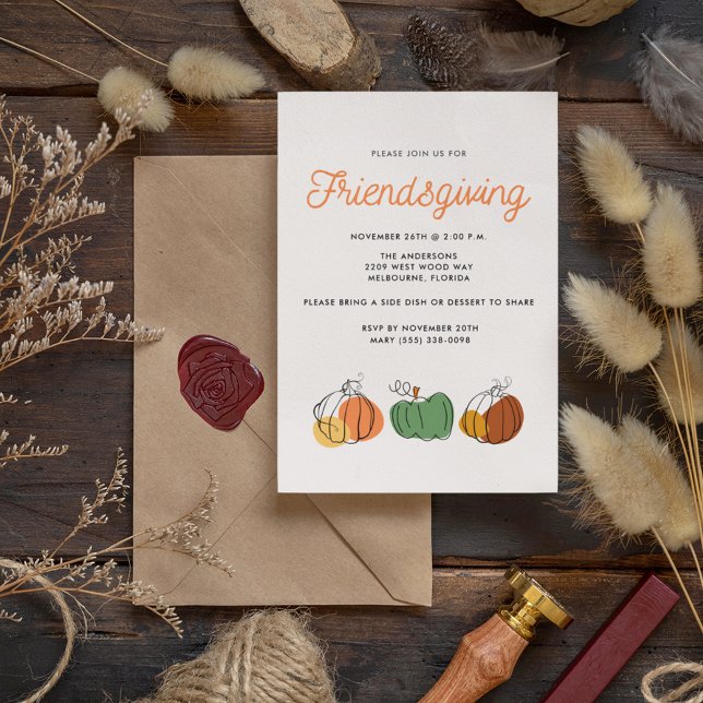 Friendsgiving Thanksgiving Dinner Fall Pumpkin Inbjudningar (Skapare uppladdad)
