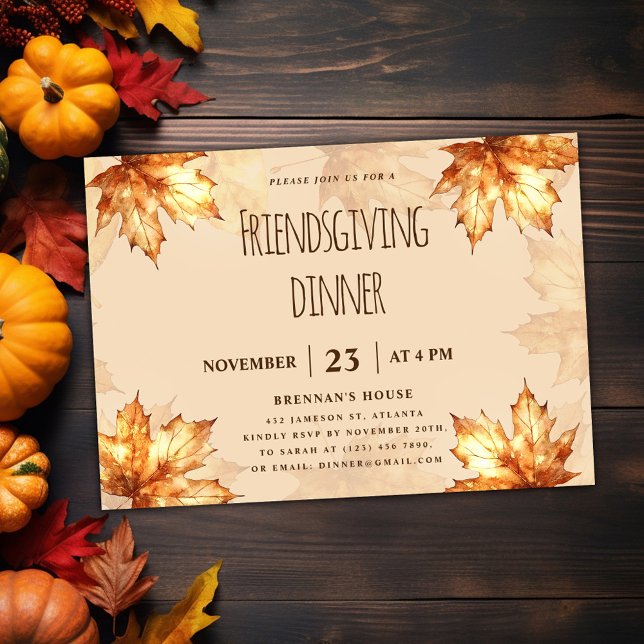 Friendsgiving Thanksgiving för Elegant av innerrak Inbjudningar (Friendsgiving Dinner Rustic Elegant Thanksgiving Invitation)