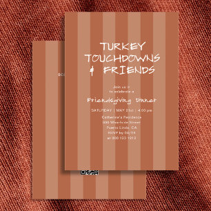 Friendsgiving Thanksgiving Kalkon Touchdown Rand Inbjudningar