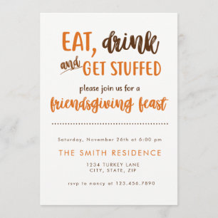 Friendsgiving Thanksgiving Middag Feast Potluck Inbjudningar