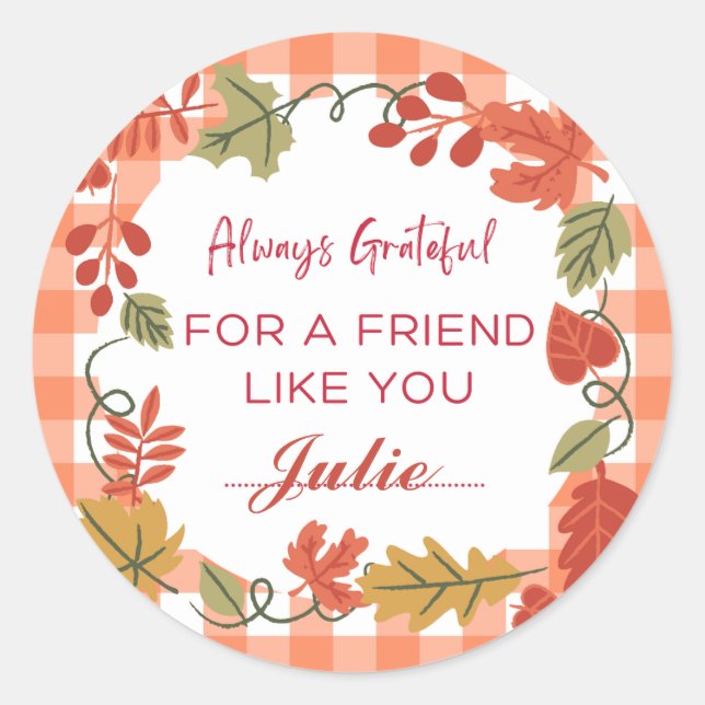 Friendsgiving Thanksgiving Middag Helgdag Runt Klistermärke (Framsida)