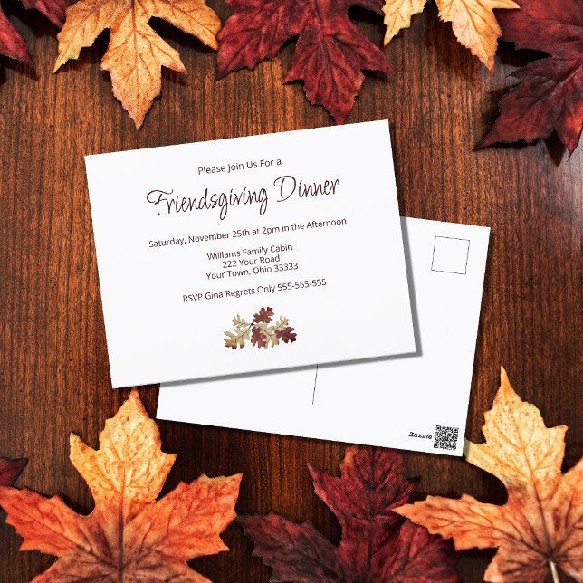 Friendsgiving Thanksgiving Middag Höstfloder Vykort (Skapare uppladdad)
