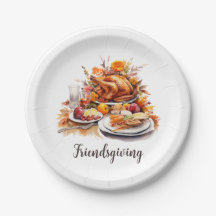 Friendsgiving Thanksgiving Middags Tallrikar