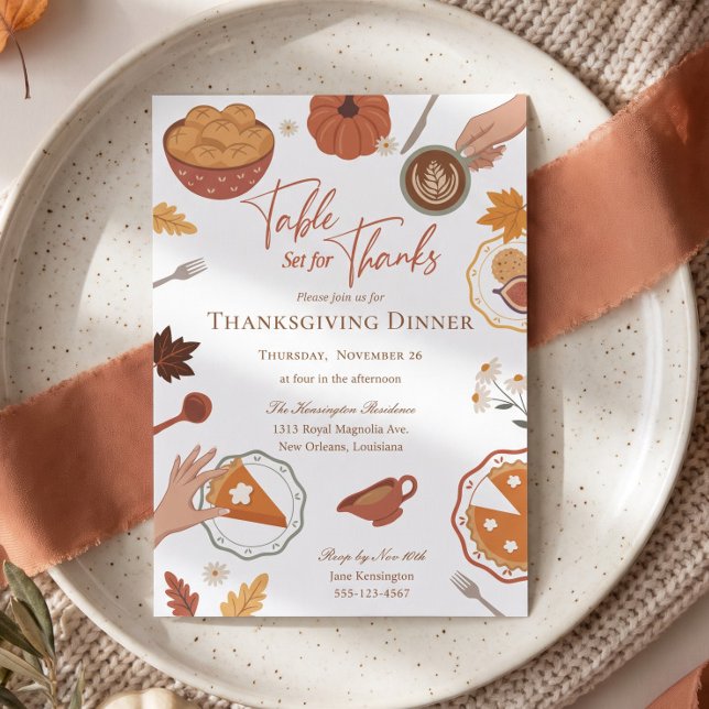 Friendsgiving Thanksgiving Middagsfest Höst  Inbjudningar (endsgiving Thanksgiving Dinner Party Fall Invitation)