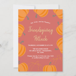 Friendsgiving Thanksgiving Potluck Fall Pumpkin Inbjudningar