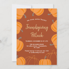 Friendsgiving Thanksgiving Potluck Fall Pumpkin Inbjudningar