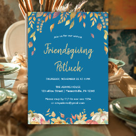 Friendsgiving Thanksgiving Potluck Höst löv Inbjudningar