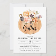 Friendsgiving Thanksgiving Pumpkin-inbjudan