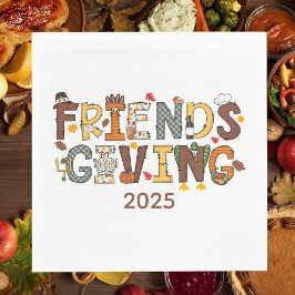 Friendsgiving Thanksgiving-tema År Pappersservett