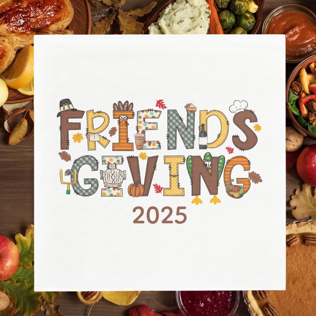 Friendsgiving Thanksgiving-tema År Pappersservett (Skapare uppladdad)