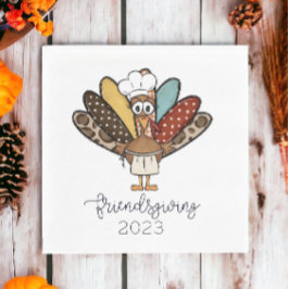 Friendsgiving Turkey Girl Funny Pappersservett