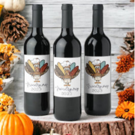 Friendsgiving Turkiet ett fantastiskt år Vinflaska Etikett