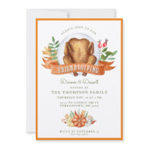 Friendsgiving vattenfärg Turkiet Inbjudan till mid