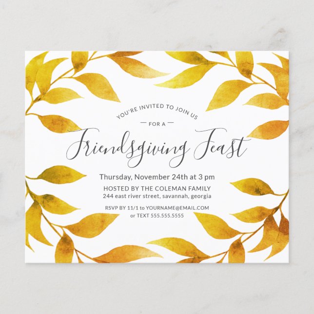Friendsgiving Watercolor Autumn Guld Willow Wandea (Framsida)