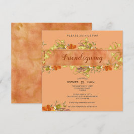 Friendsgiving Watercolor Rustic Höst löv Inbjudningar
