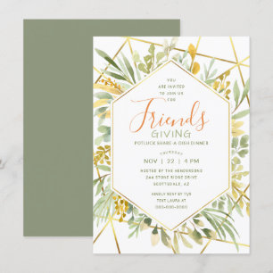 Friendsgiving Watercolor Terrarium Greenery Inbjudningar