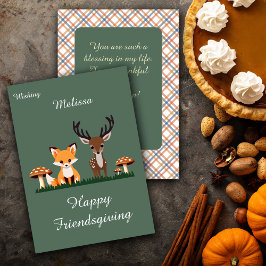 Friendsgiving Whimsical Woodlands Anpassat Namn Julkort