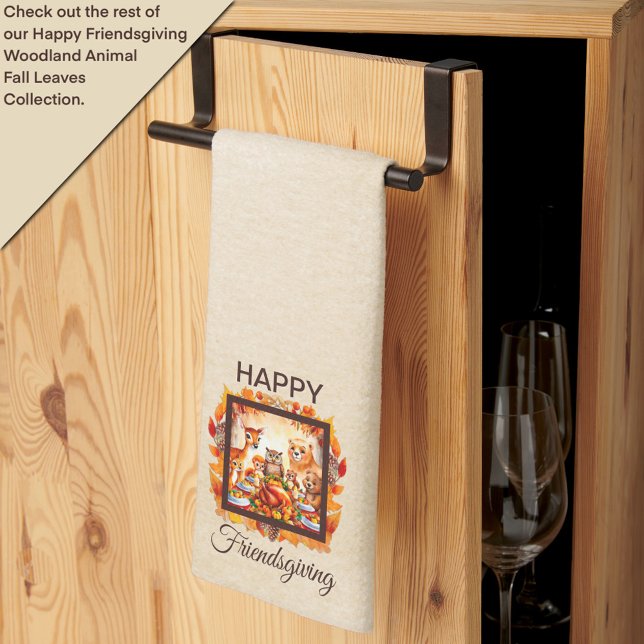 Friendsgiving Woodland Animals Höst löv Kökshandduk (Skapare uppladdad)